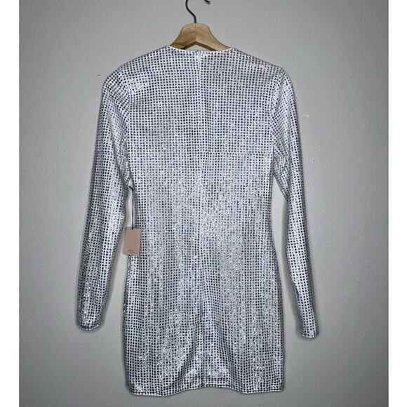 Superdown NWT Evie Sparkle Mini Dress White/Silver Size Small Revolve - Picture 7 of 7